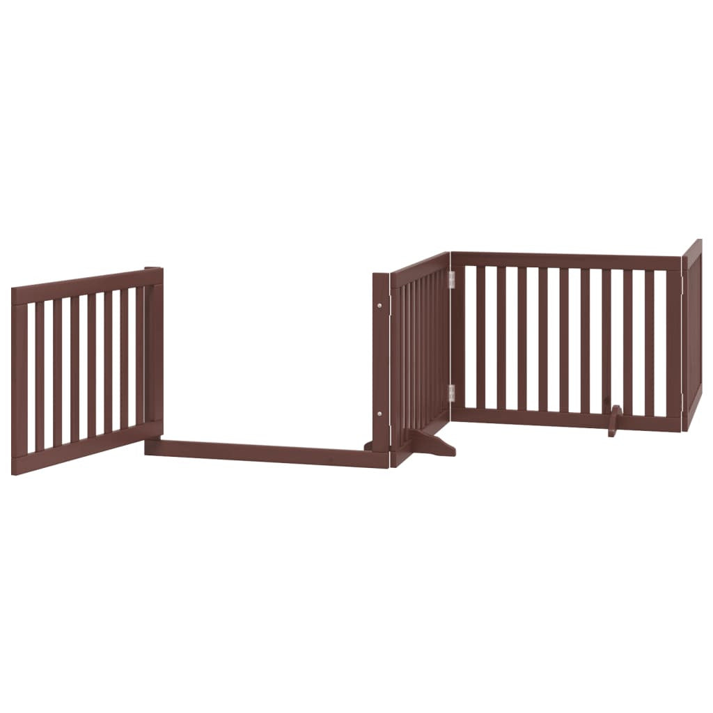 Vidaxl Puerta Para Perros Plegable 4 Paneles Madera Álamo Marrón 320cm_3
