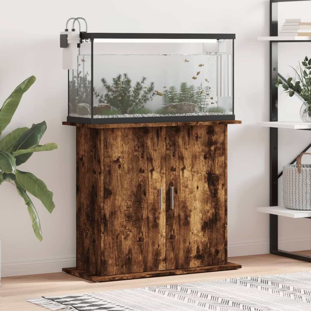 Vidaxl Soporte De Acuario Madera Ingeniería Roble Ahumado 81x36x73 Cm_1