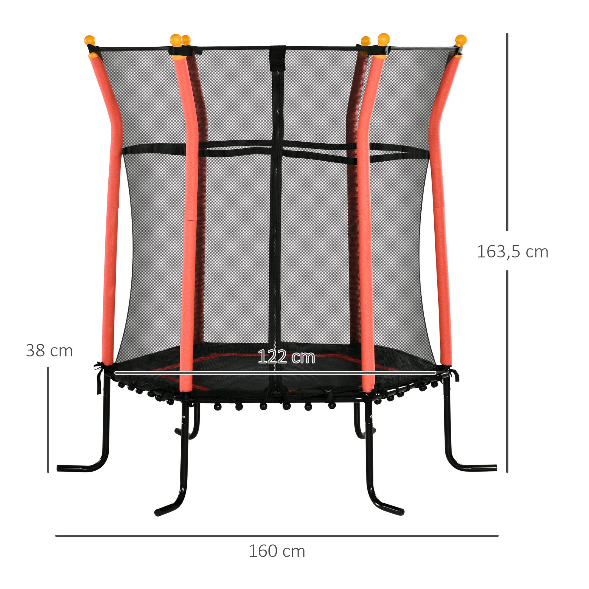 Homcom Trampolín Infantil Con Red De Seguridad Ø163,5x163,5 Cm Rojo_2