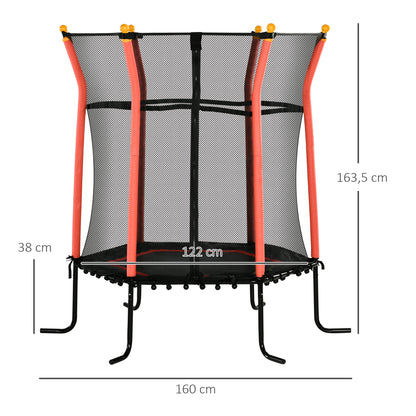 Homcom Trampolín Infantil Con Red De Seguridad Ø163,5x163,5 Cm Rojo_2