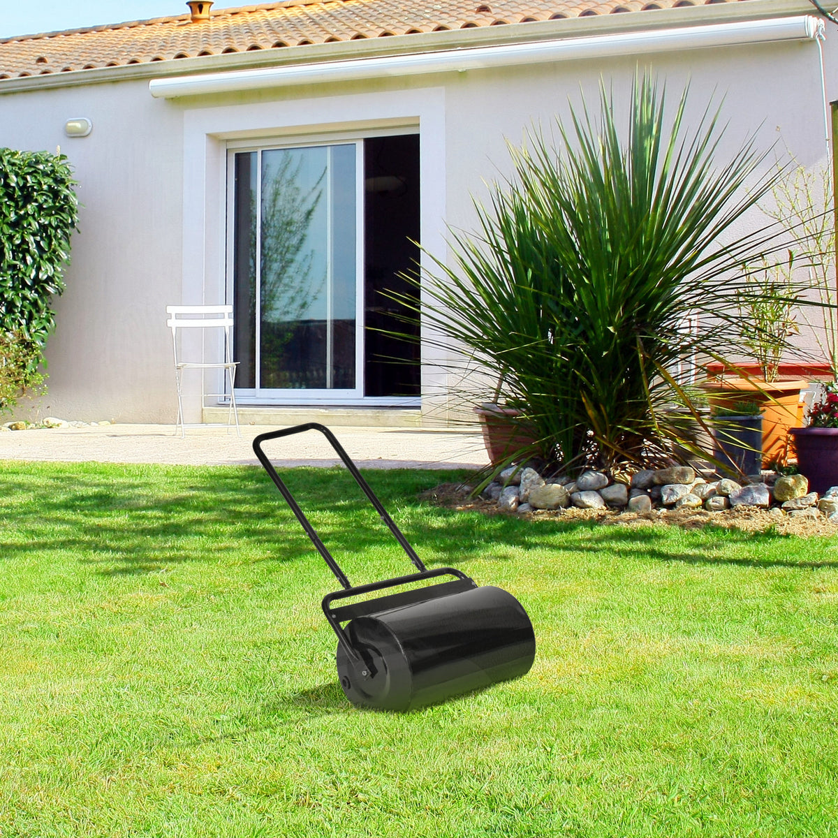 Outsunny Rodillo Para Césped Ancho 58cm Ø32cm De 38l Con Mango En U Negro_1