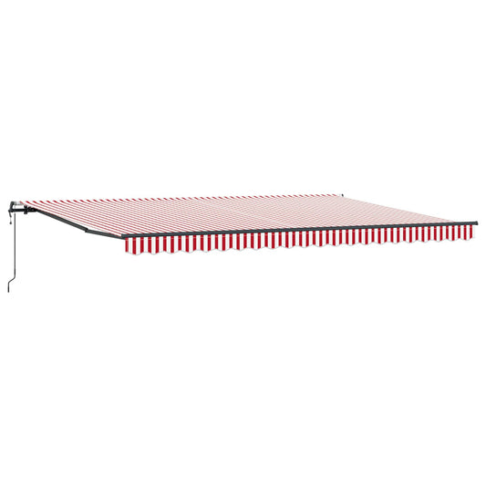 Toldo Retráctil Rojo Y Blanco 500 X 350 Cm Tela Y Aluminio_0