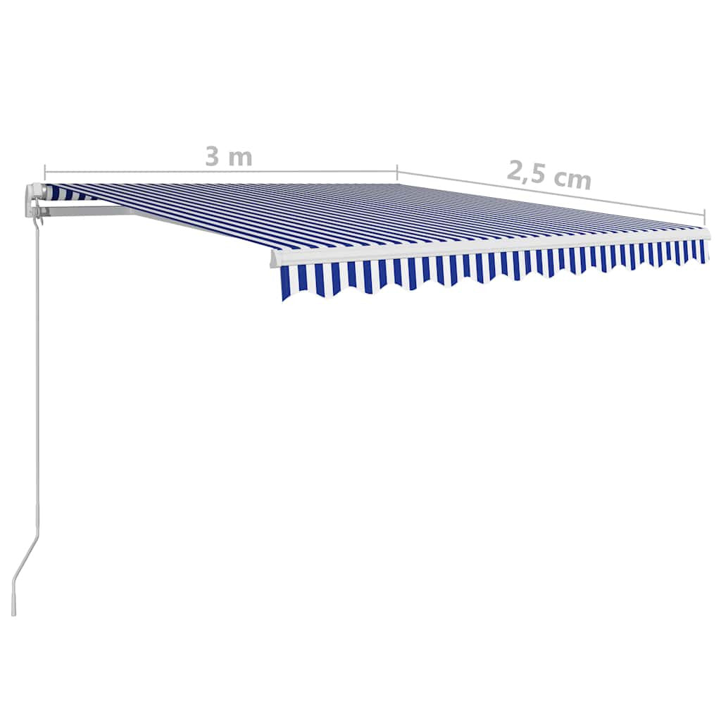 Vidaxl Toldo Manual Retráctil Azul Y Blanco 300x250 Cm_2
