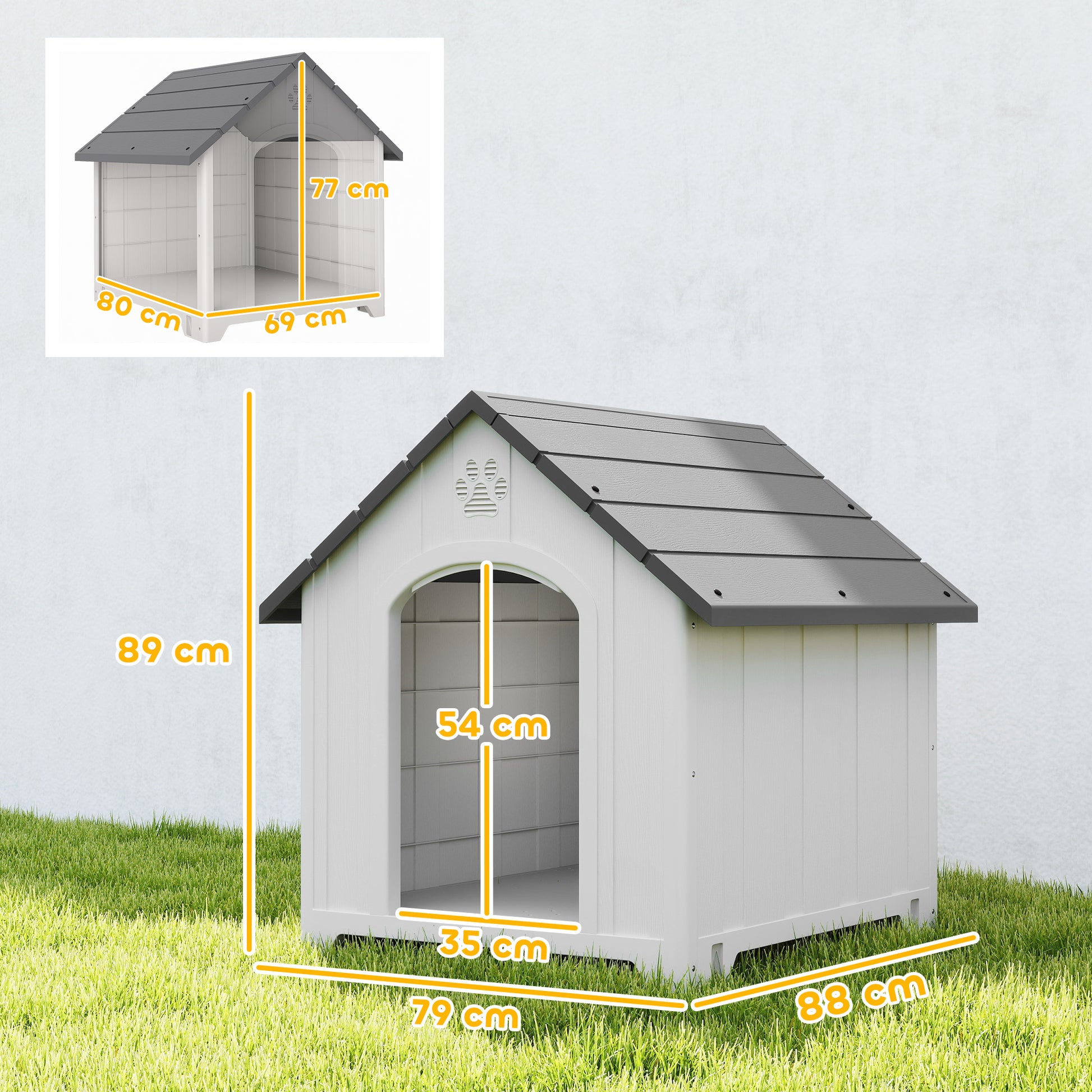 Pawhut Caseta Para Perros Grandes Exterior De Plástico Impermeable Gris_2