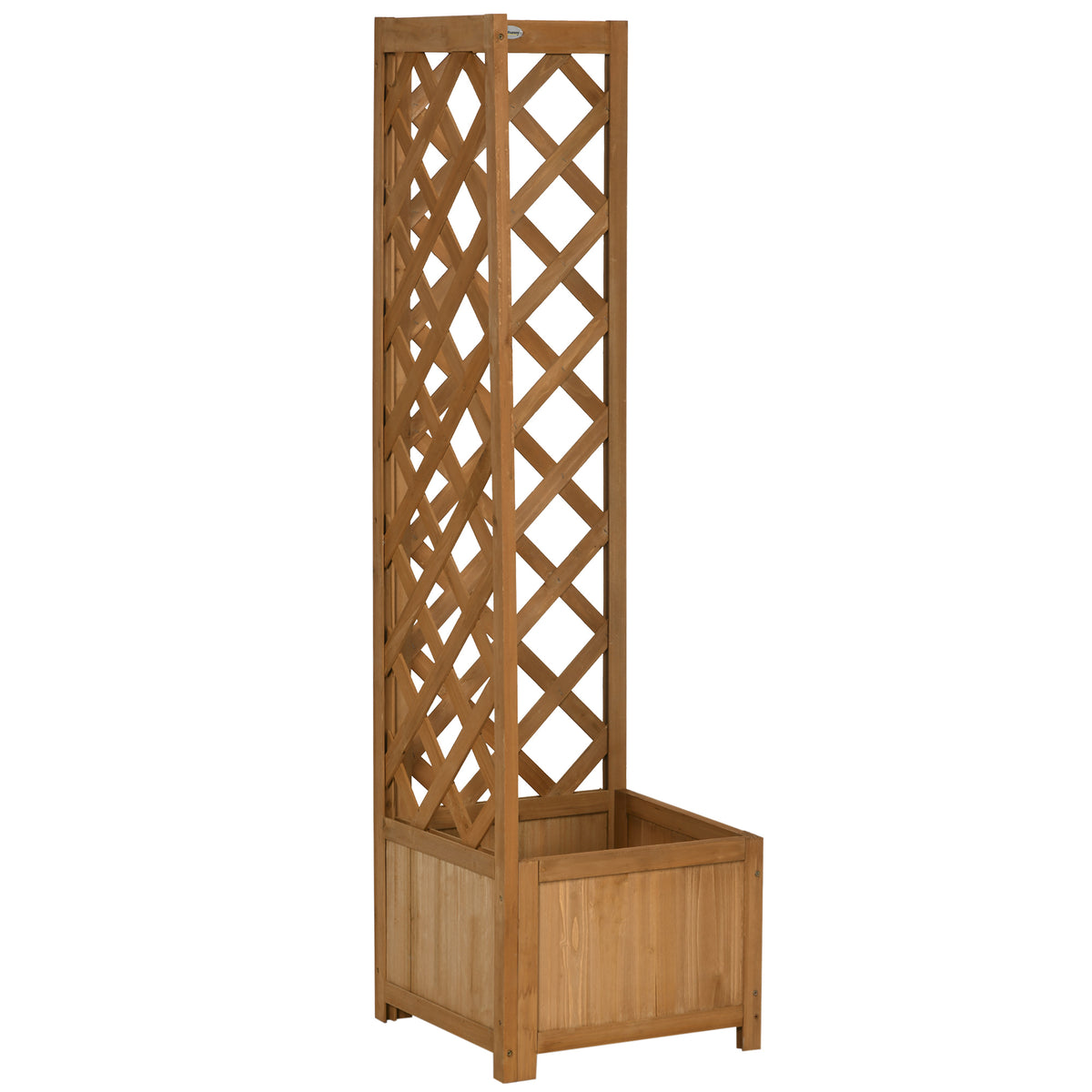 Jardinera Con Enrejado Outsunny Madera De Abeto Madera Natural 40x40x145 Cm_0