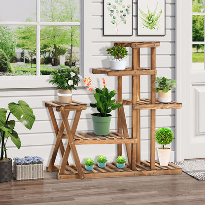 Outsunny Soporte Para Plantas Con 5 Niveles Carga 60 Kg 98x28x95 Cm Carbonizado_1