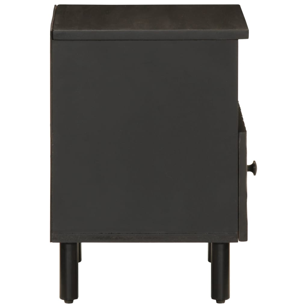 Mesitas De Noche 2 Uds Madera Maciza De Mango Negro 40x33x46 Cm_3