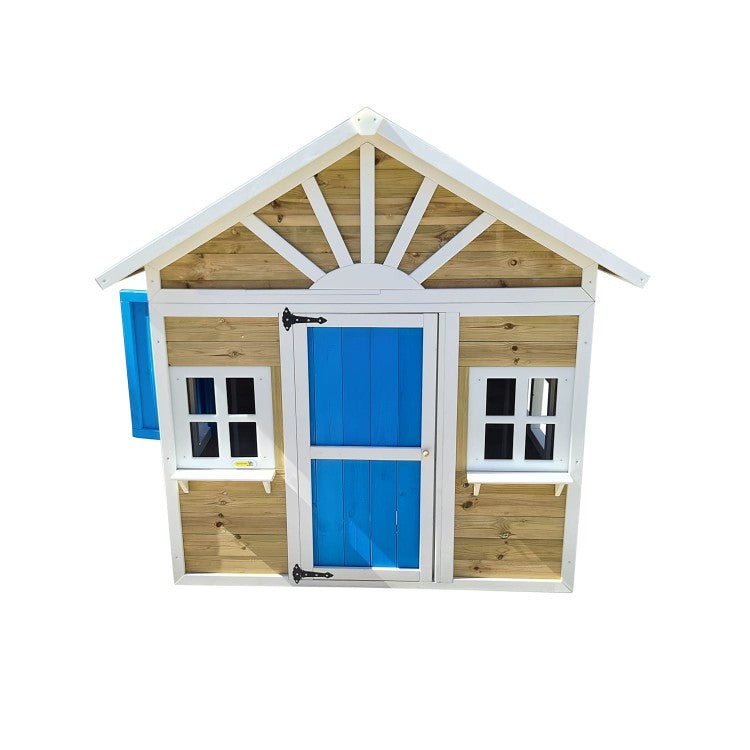 Casita Infantil De Madera Por Paneles Masgames Visby Azul.