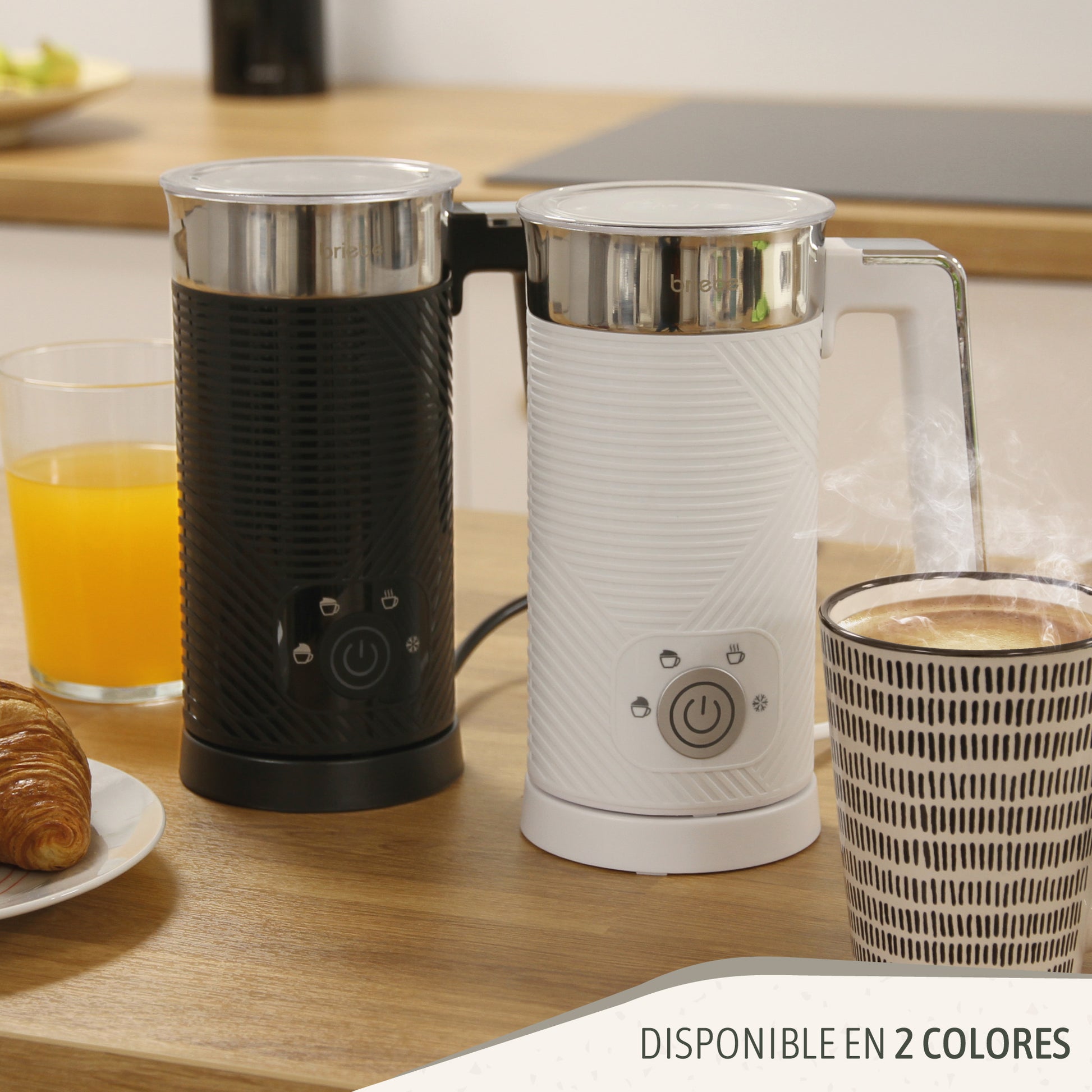 Briebe Elegance Espumador Leche Eléctrico Calentador Espuma Fría/caliente 130ml Leche Caliente 300ml, Mf1172blk, Negro_5