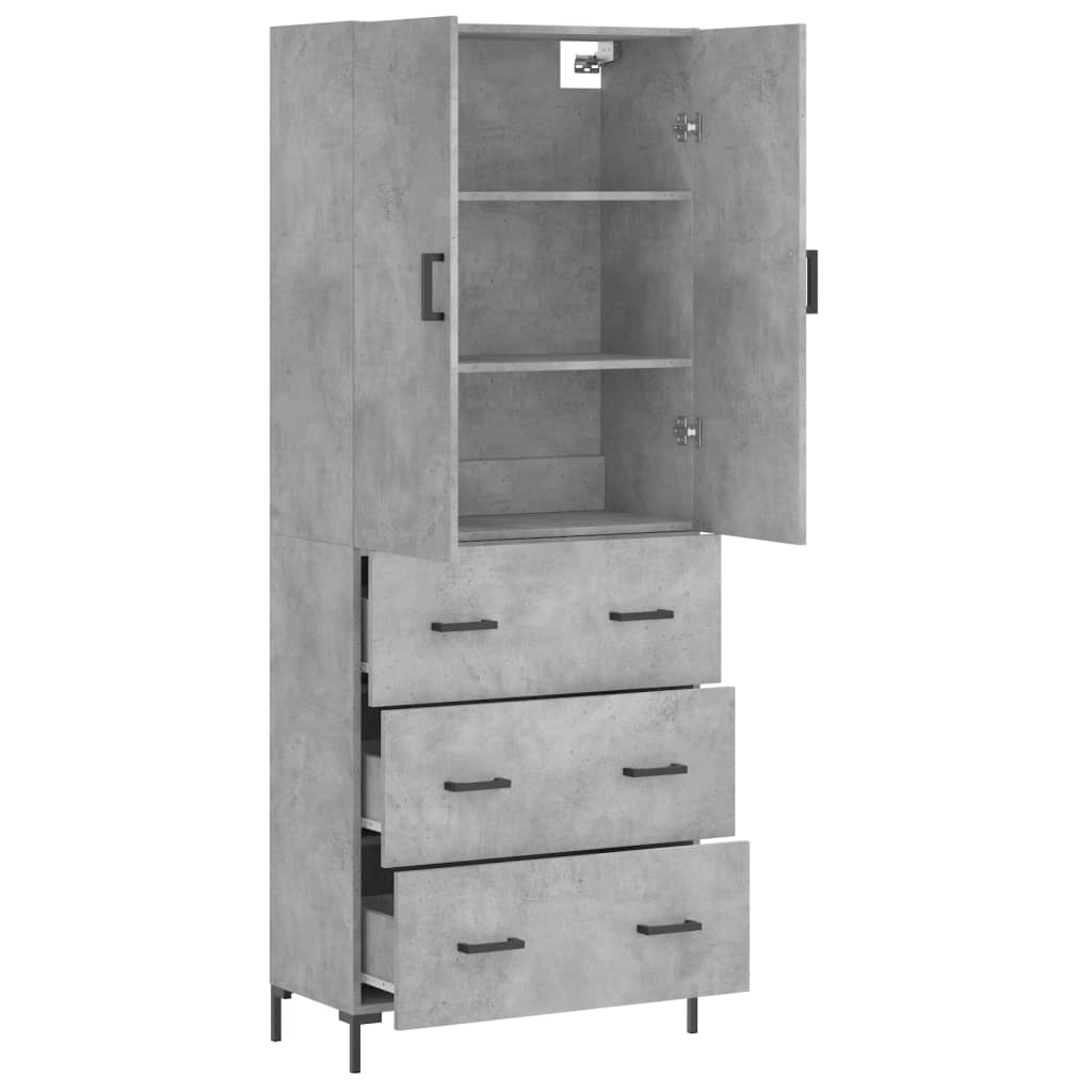 Aparador Alto Madera Contrachapada Gris Hormigón 69,5x34x180 Cm_3