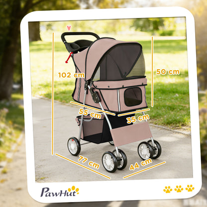 Pawhut Carrito Para Perros Plegable Con Cesta De Almacenaje 77x44x102 Cm Café_2