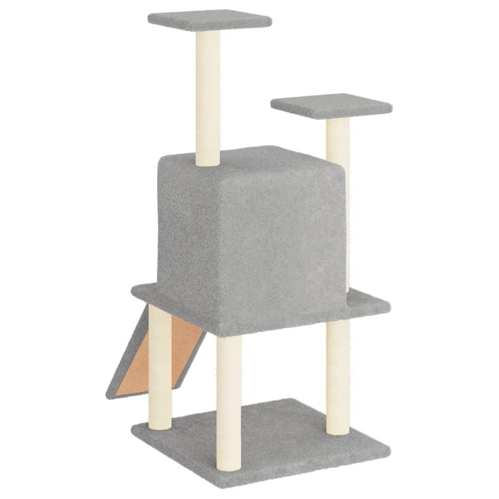 Rascador Para Gatos Con Postes De Sisal Gris Claro 110 Cm_4