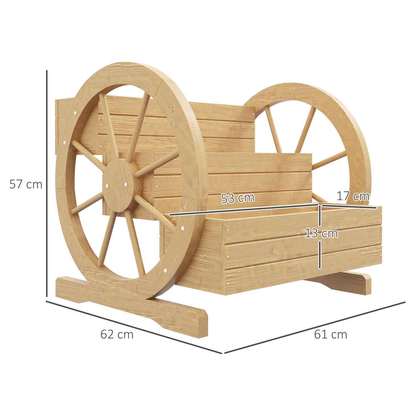 Outsunny Jardinera De Madera Macetero Exterior De 3 Niveles 61x62x57 Cm Natural_2
