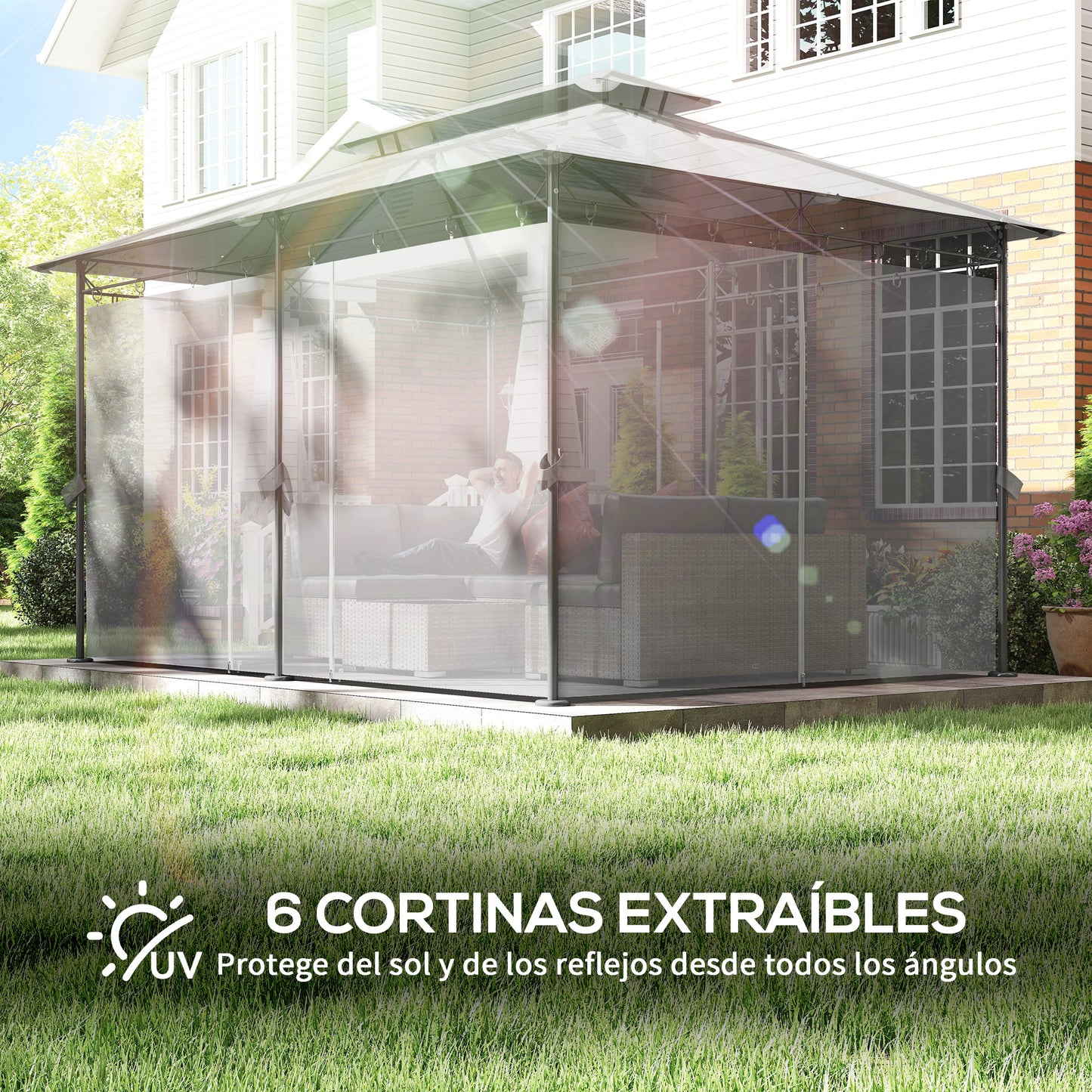 Outsunny Cenador De Jardín 4x3 M_5