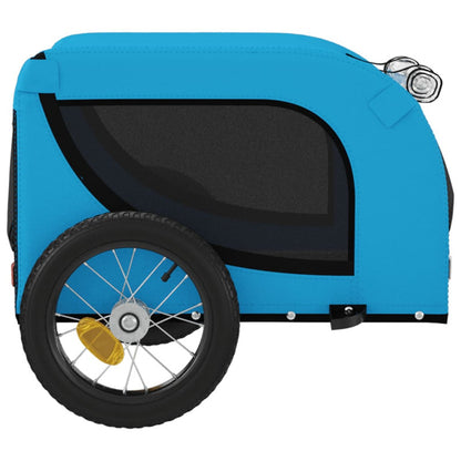 Vidaxl Remolque De Bicicleta Mascotas Hierro Tela Oxford Azul Negro_5