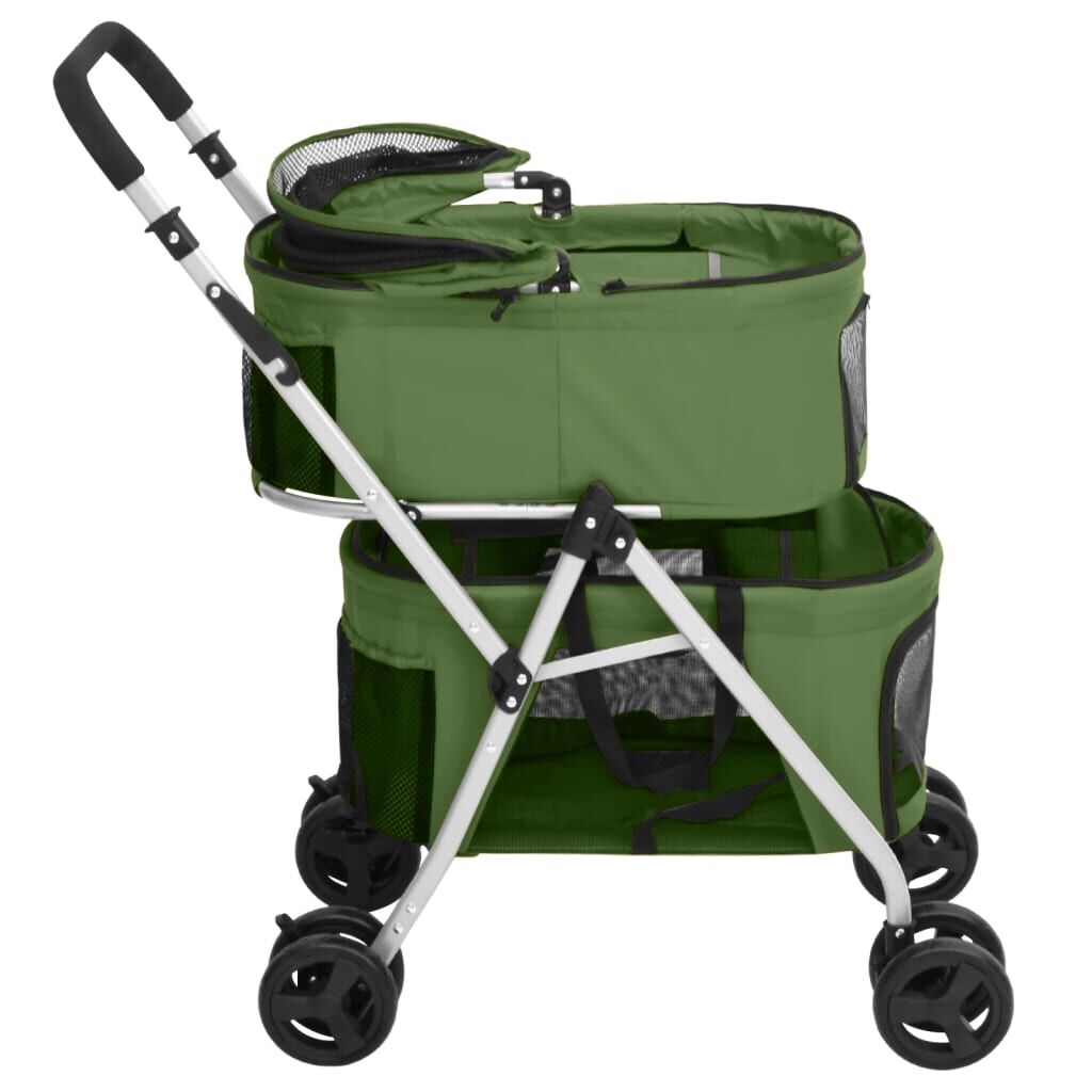Vidaxl Cochecito Doble De Perros Plegable Tela Oxford Verde 83x48x97cm_3