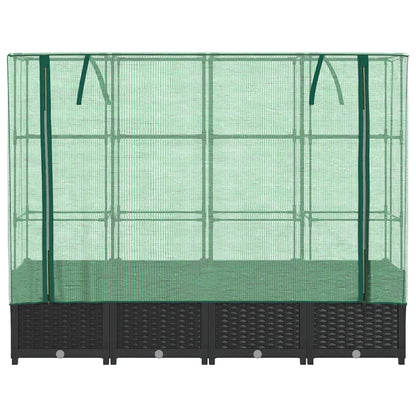 Jardinera Elevada Con Cubierta De Invernadero Aspecto Ratán 160x40x138 Cm_3