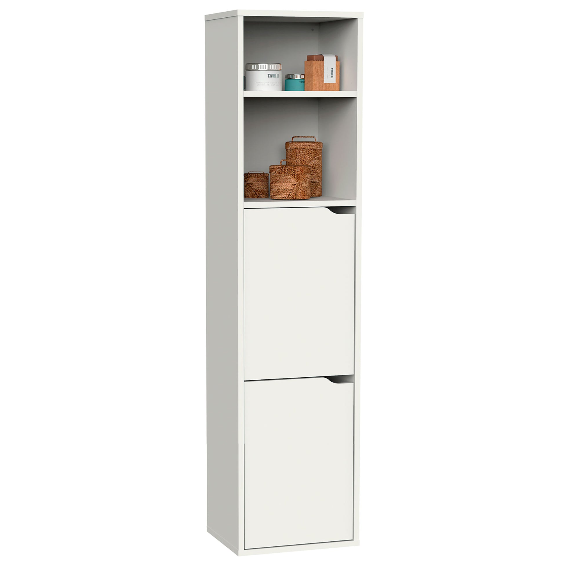 Columna De Baño, Mueble Auxiliar, Armario Alto Estilo Moderno 150x36,5x30 Cm Espacio Almacenaje, Briebe, Aura, Blanco_0