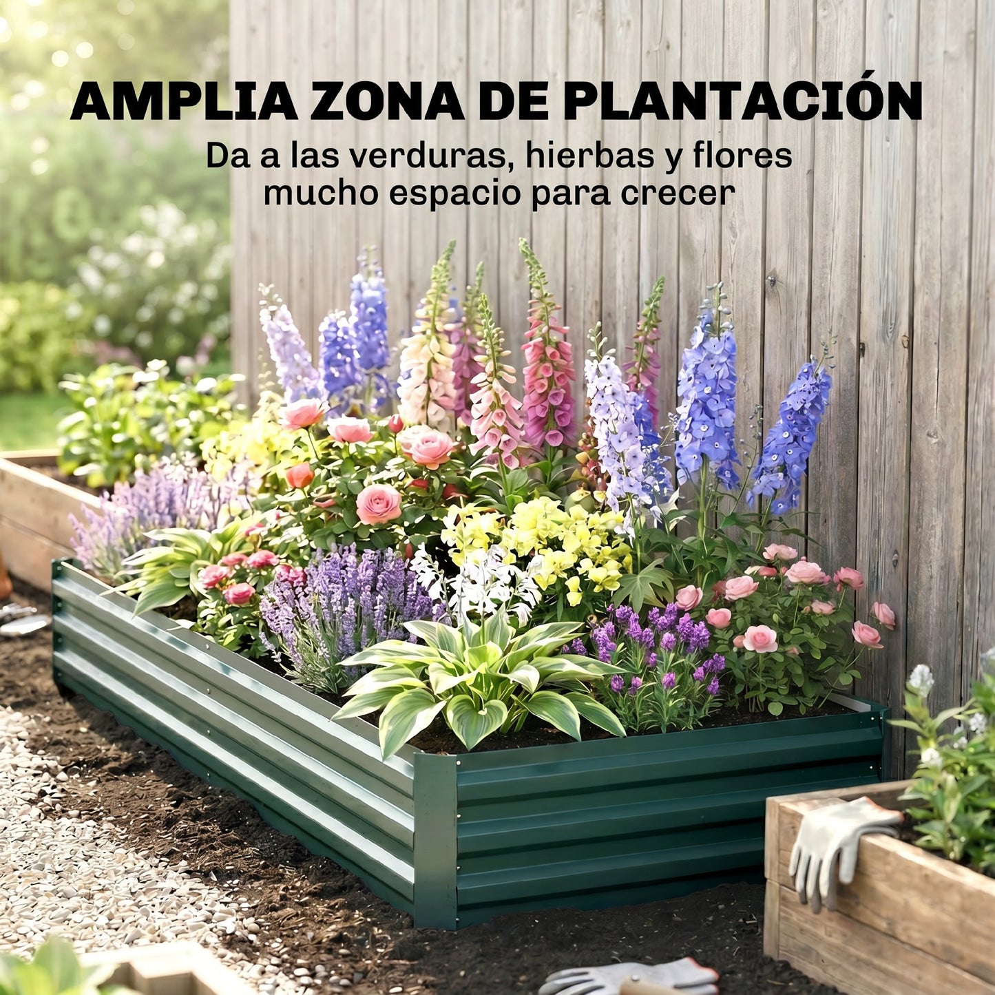 Outsunny Jardinera Exterior Grande Rectangular De Acero Galvanizado_3