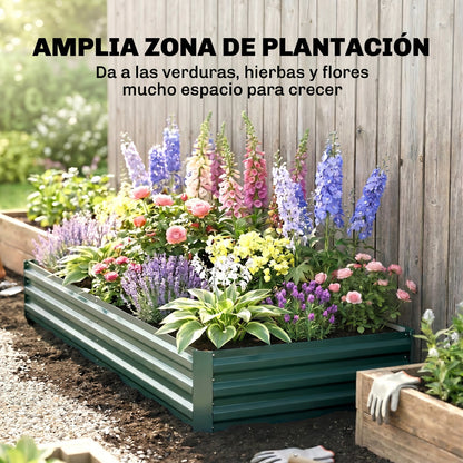 Outsunny Jardinera Exterior Grande Rectangular De Acero Galvanizado_3