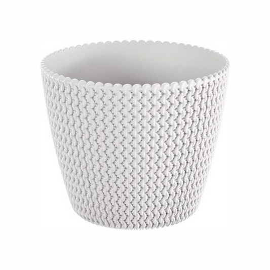 Maceta Redonda 8l Prosperplast Splofy De Plastico En Color Blanco, Ø25,9 X 22 Cm