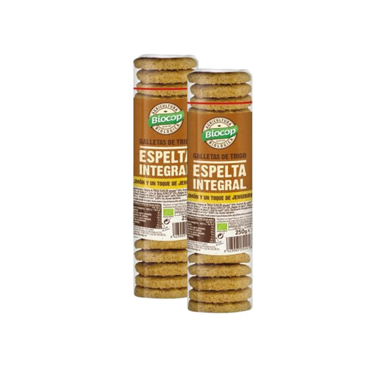 Pack 2 x Galleta de Espelta Integral, Jengibre y Limón Biocop 250g