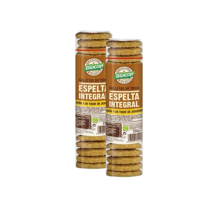 Pack 2 x Galleta de Espelta Integral, Jengibre y Limón Biocop 250g
