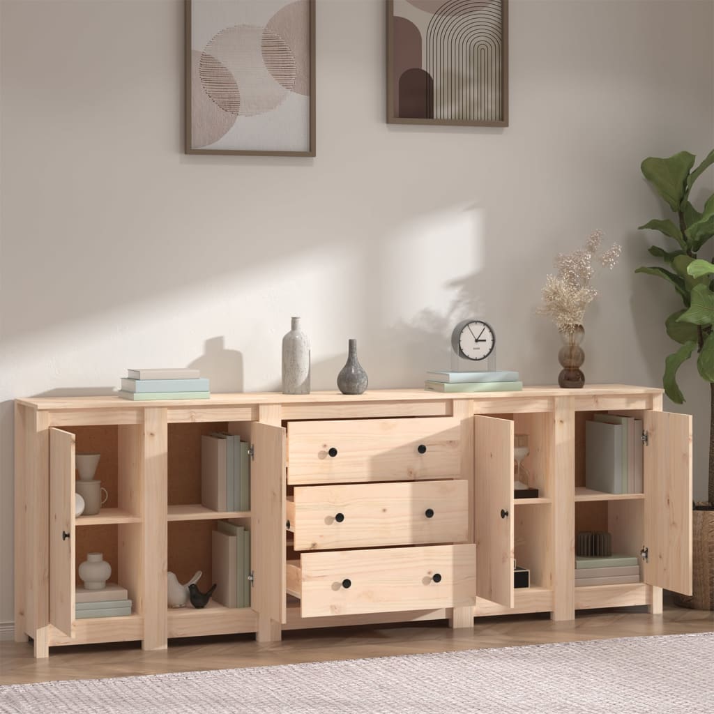 Aparador De Madera Maciza De Pino 230x35x80 Cm_2