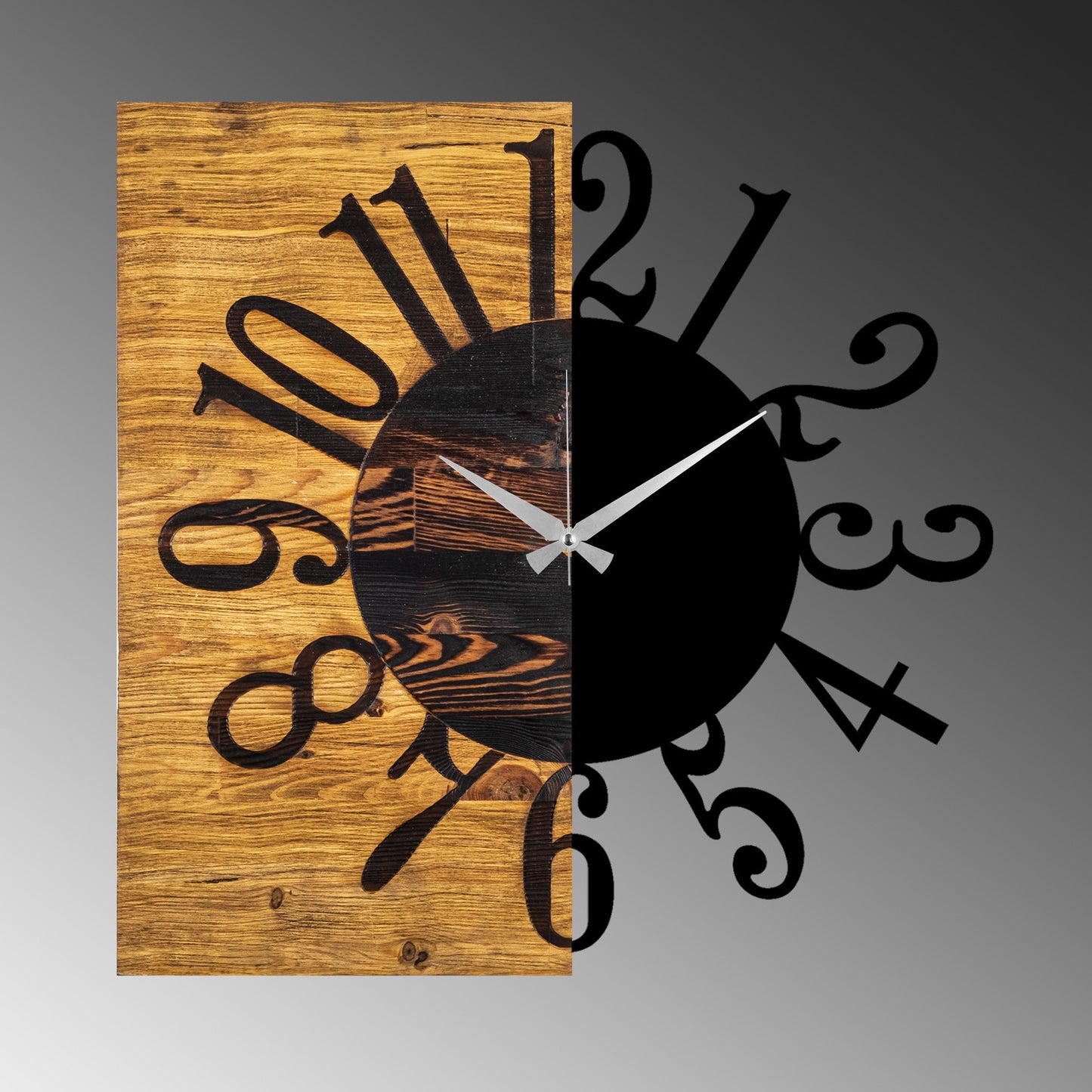 Reloj De Pared Madera mitad Y Mitad_5