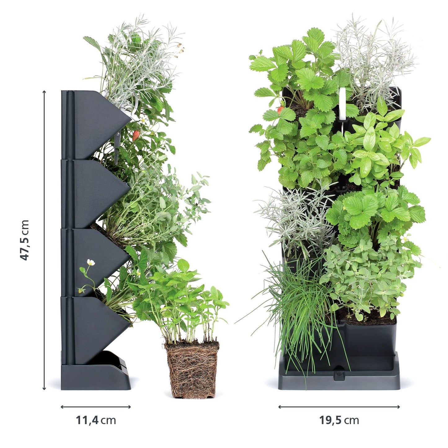 Macetero Vertical Prosperplast Mini Cascade De Plastico En Color Antracita 19,5 (largo) X 11,4 (ancho) X 47,5 (alto) Cm Con Tijeras De Jardin_1