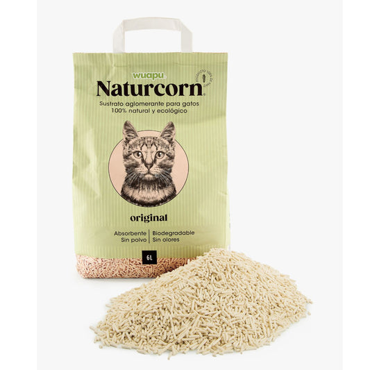 Sustrato Absorbente Wuapu Naturcorn Original En Pelet Biodegradable Para Gato 1 U 17'5l_0