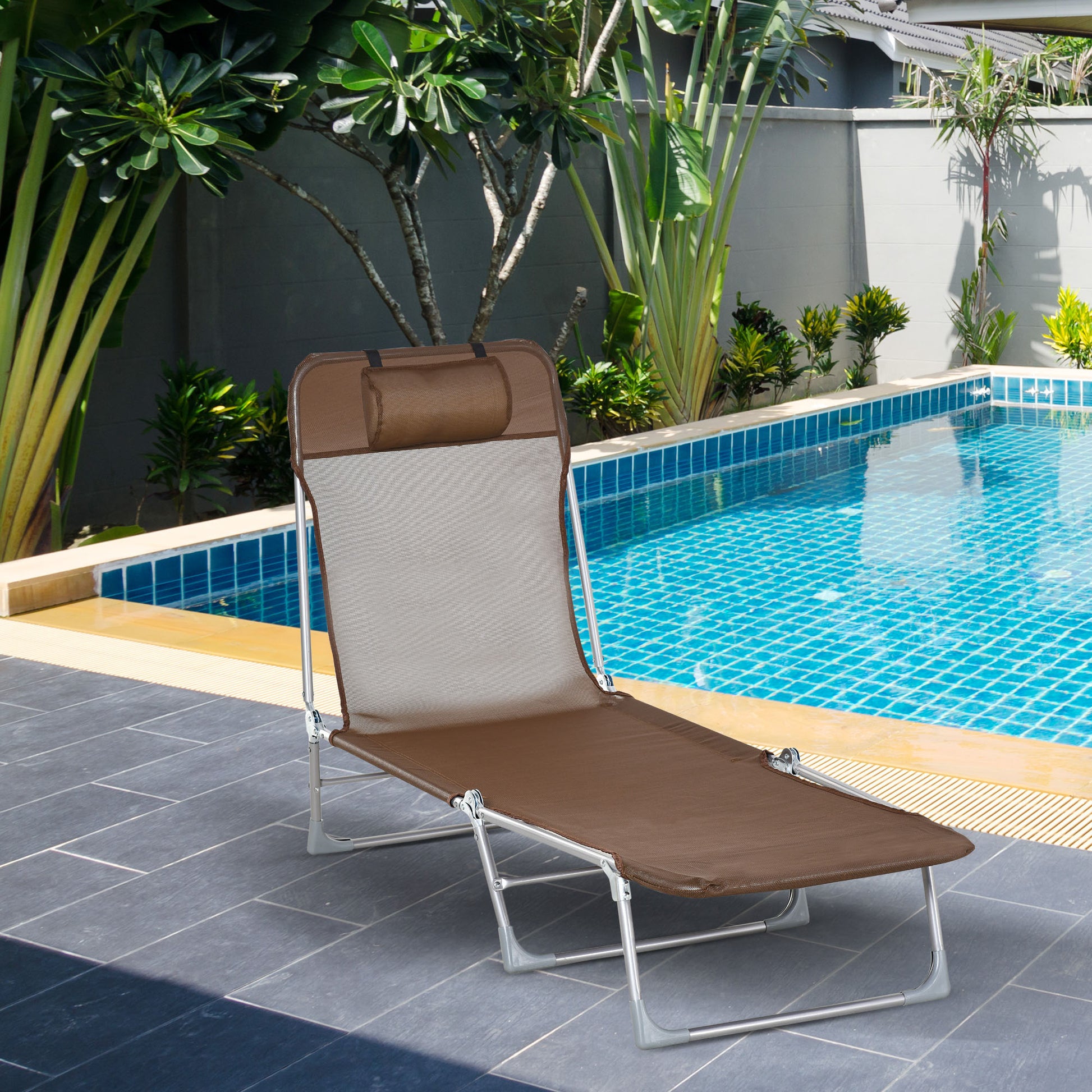 Outsunny Tumbona Plegable Y Reclinable Con Reposacabezas Y Respaldo Ajustable_1