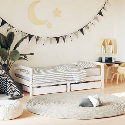 Vidaxl Estructura Cama Infantil Y Cajones Madera Pino Blanco 80x160 Cm_1