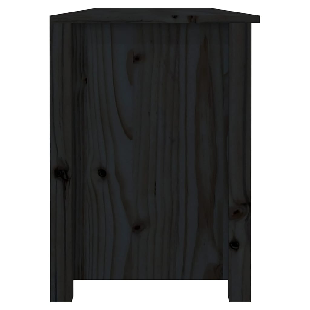 Banco Zapatero De Madera Maciza De Pino Negro 160x36,5x50 Cm / Vetonek_4