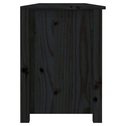 Banco Zapatero De Madera Maciza De Pino Negro 160x36,5x50 Cm / Vetonek_4
