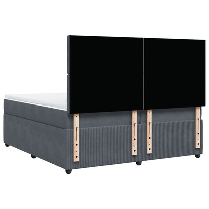 Cama Box Spring Con Colchón Terciopelo Gris Oscuro 200x200 Cm / Vetonek_4