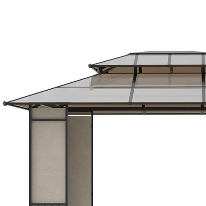 Outsunny Cenador De Jardín 3,6x3 M Con Techo De Policarbonato Y Protección Solar_3
