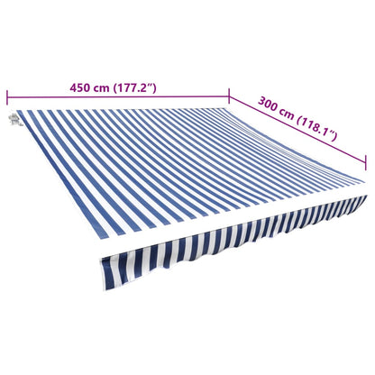 Tela De Repuesto Para Toldo Azul Y Blanco 4,5x3 M Poliéster_4
