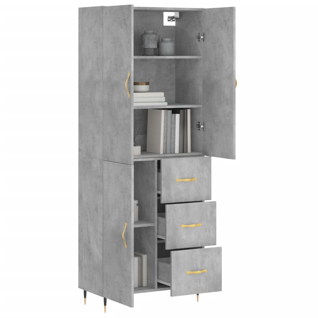 Aparador Alto Madera Contrachapada Gris Hormigón 69,5x34x180 Cm_2