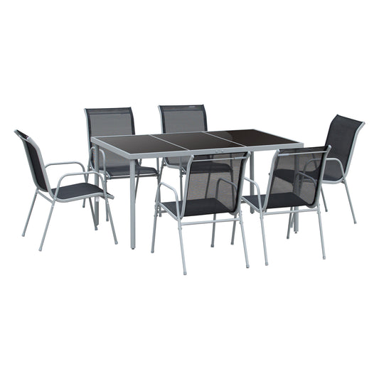 Outsunny Conjunto Mueble De Jardín De 7 Piezas 150x90x72cm Negro_0