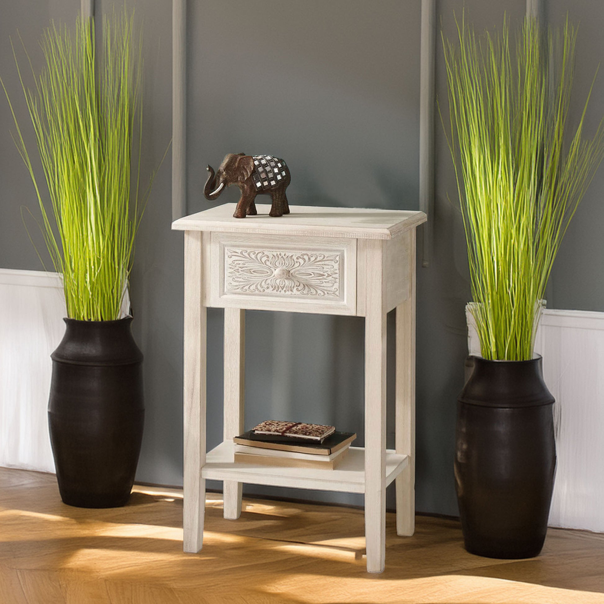 Wellhome Mesita Noche Decoración Color Blanco