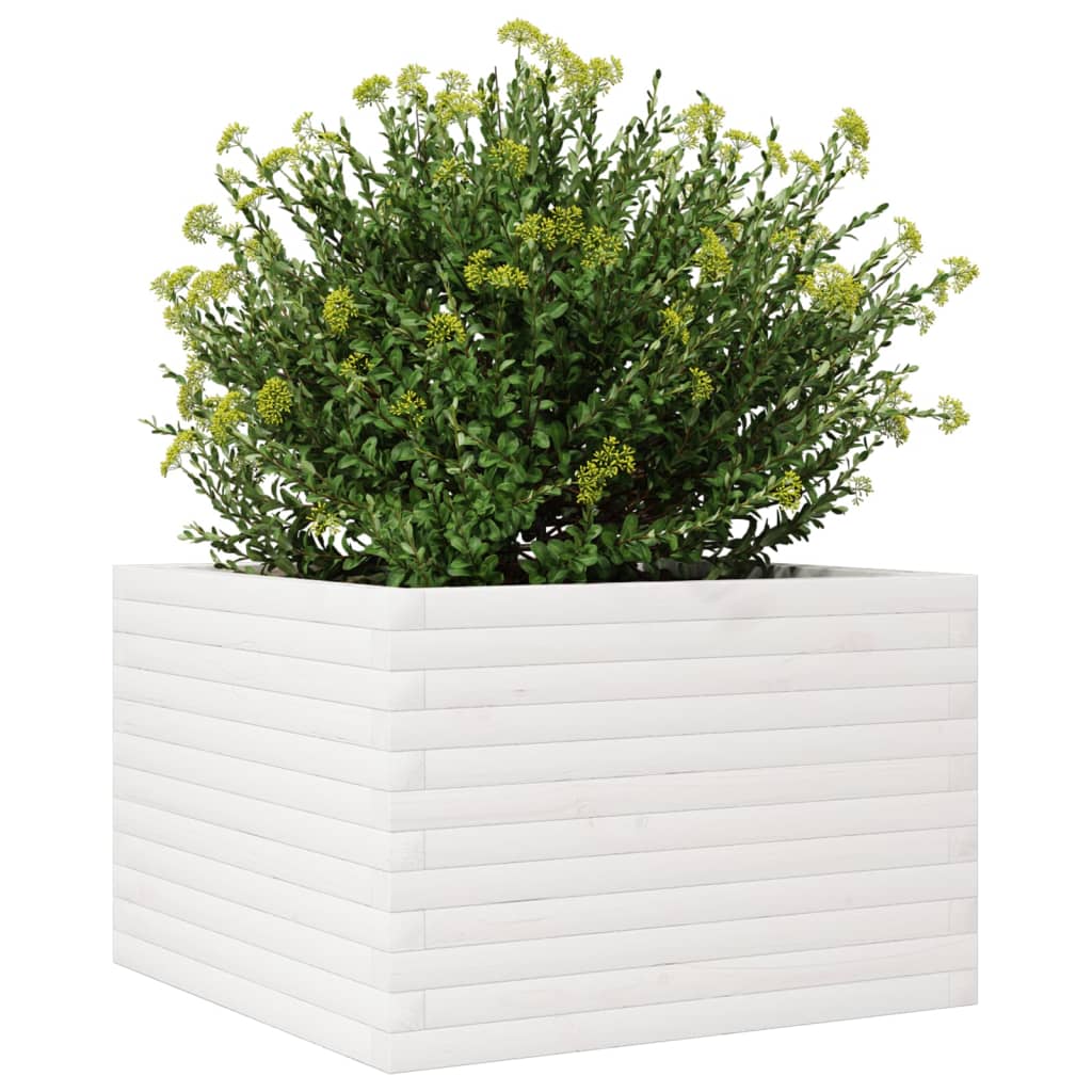 Jardinera Madera Maciza De Pino Blanco 70x70x45,5 Cm_3