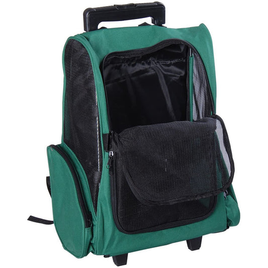 Pawhut Transportín 2 En 1 Para Mascotas Carrito Mochila Ruedas 42x25x55 Cm Verde_0