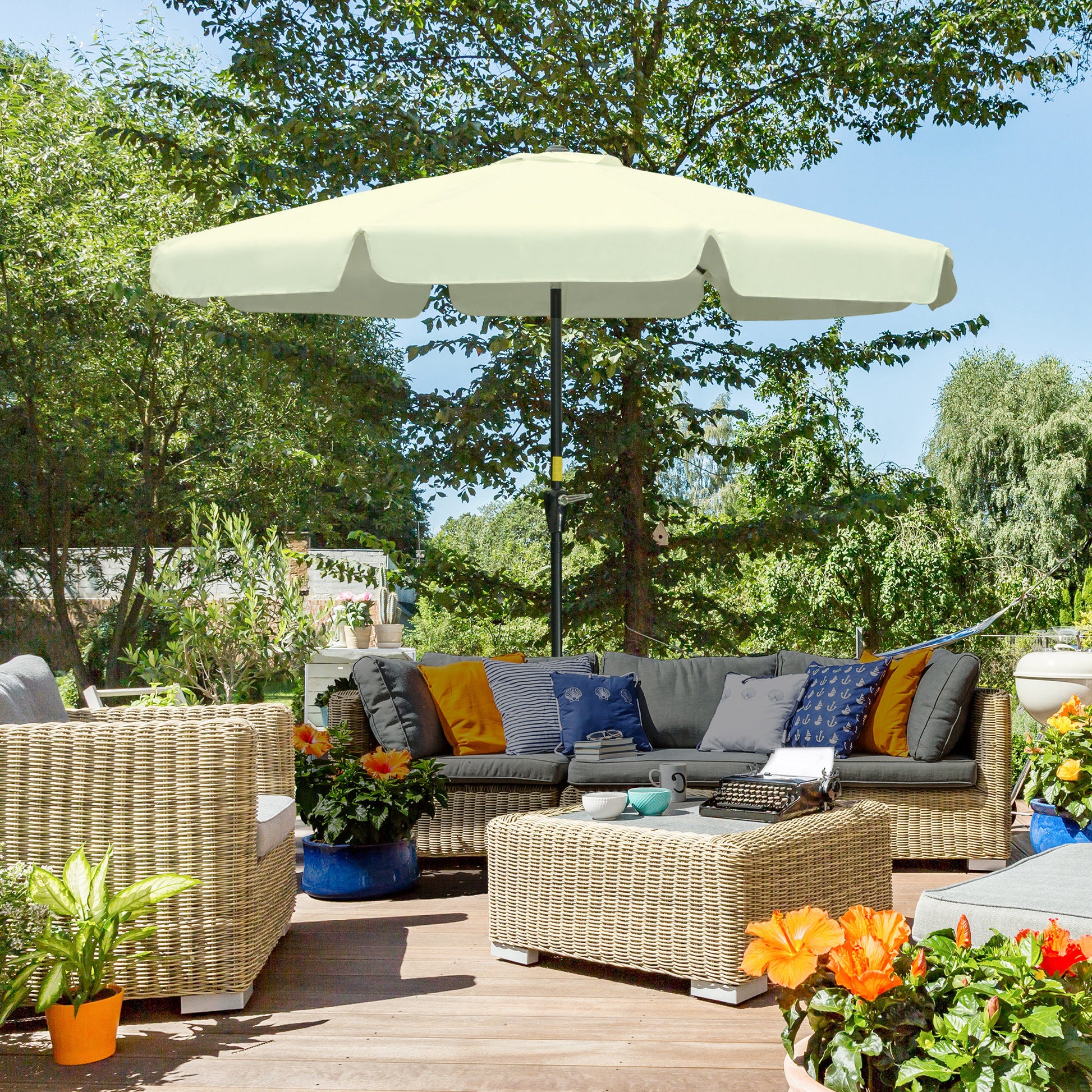 Outsunny Sombrilla De Jardín De Aluminio Ø266x248,5 Cm Con Ángulo Ajustable_1