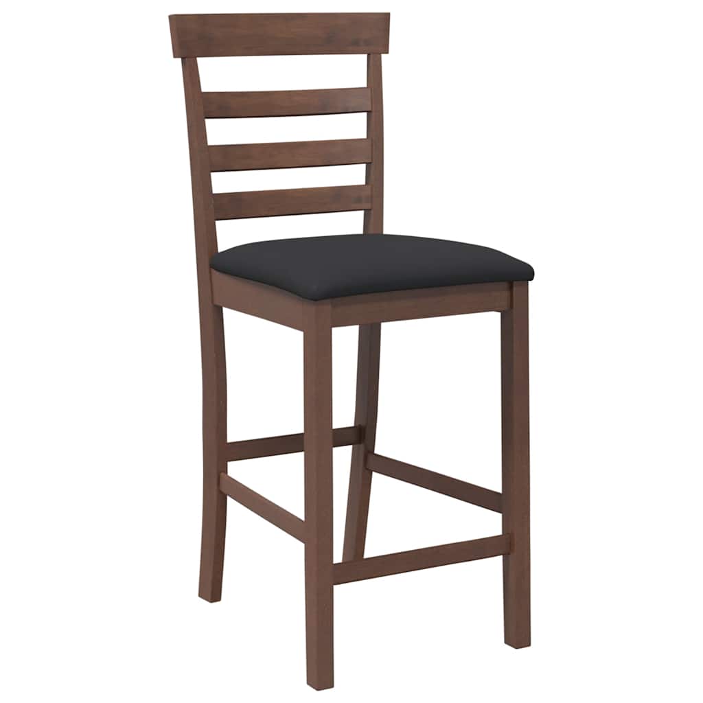 Taburetes De Bar Con Cojines 2 Uds Madera Maciza Marrón Caucho_2