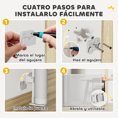 Pawhut Barrera Para Perros Retráctil 0-140 Cm Con Interruptor De Cierre Gris_5
