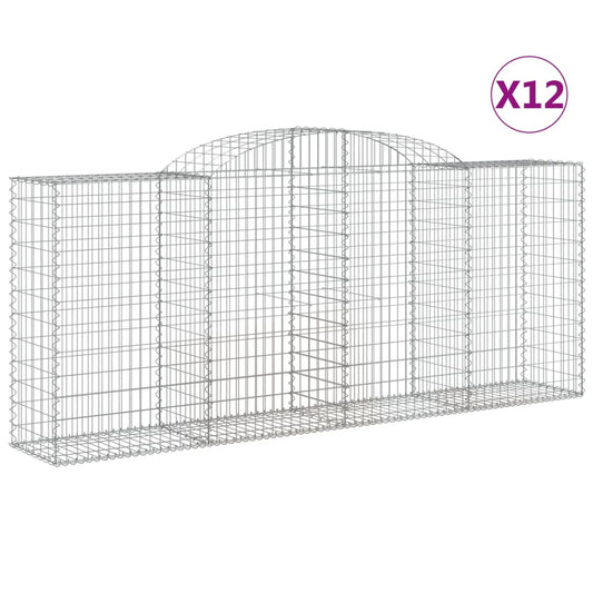 Cestas Gaviones 12 Uds Forma De Arco Hierro 300x50x120/140 Cm_0
