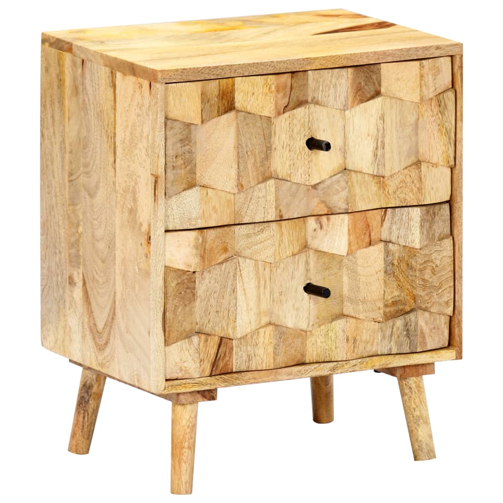 Mesita De Noche De Madera Maciza De Mango 40x30x50 Cm_0