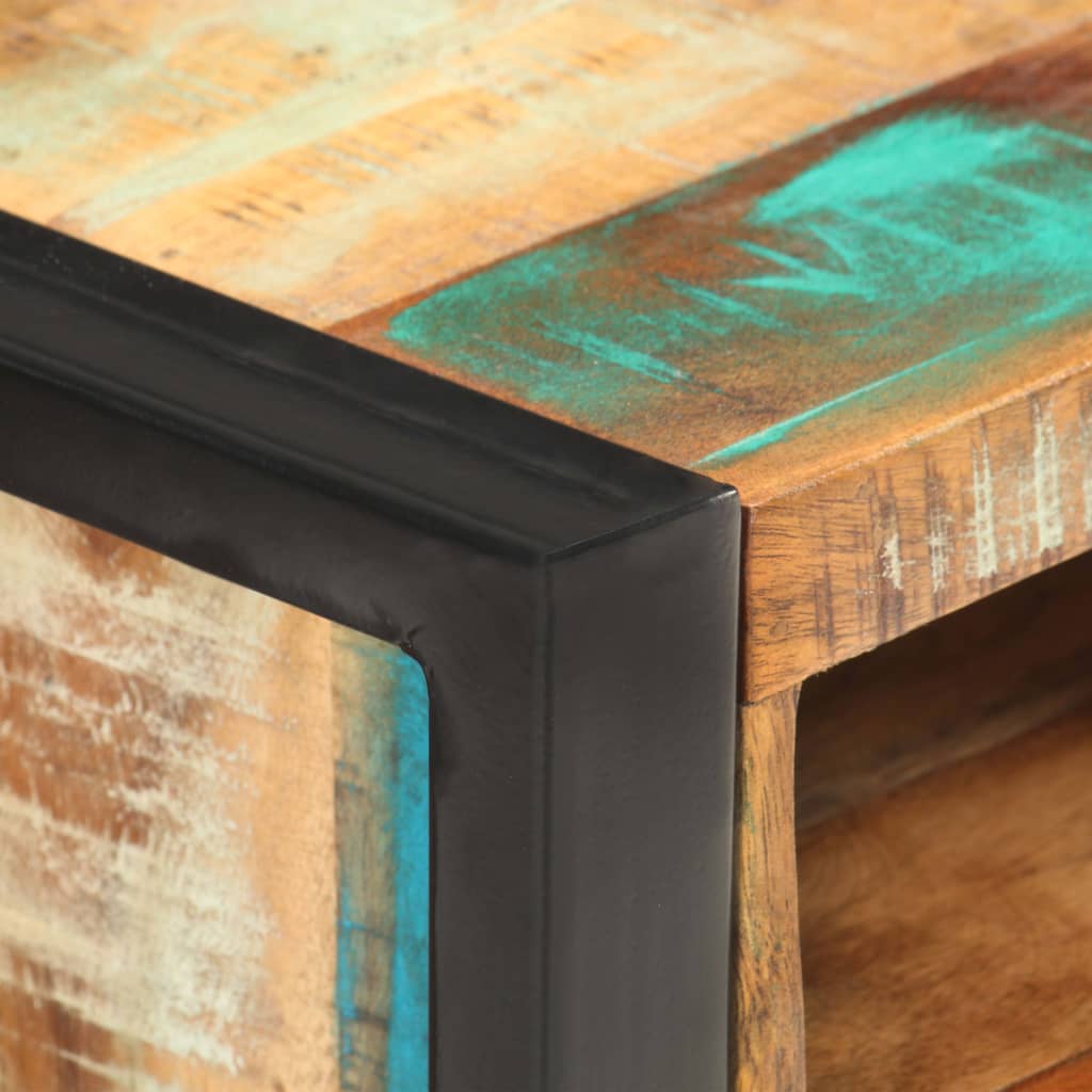 Mesita De Noche De Madera Maciza Reciclada 40x35x55 Cm_2