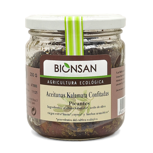 Aceitunas Negras Kalamata Confitadas Picantes Eco Bionsan 200gr_0